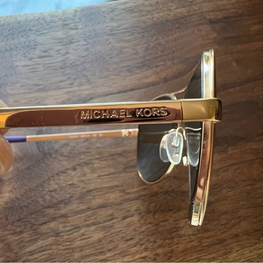 Michael Kors Rose Gold Aviator Frame Sunglasses with Purple Lenses - Picture 5 of 7